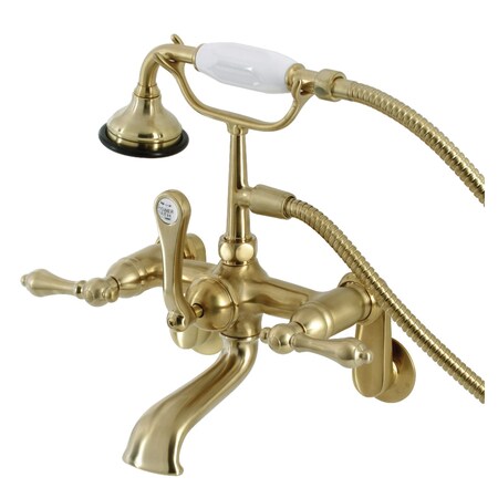 Kingston Brass AE51T7 7-Inch Adjustable Wall Mount Tub Faucet with Hand Shower, Brushed Brass AE51T7
